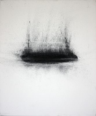 Pegel 1, 2010, Charcoal, Water, Tibel, Canvas, 60 x 50 cm