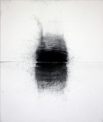 Pegel 3, 2010, Charcoal, Water, Tibel, Canvas, 60 x 50 cm