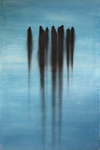 Sog 2010, Kohle, Acryl, Leinwand, 150 x 100 cm